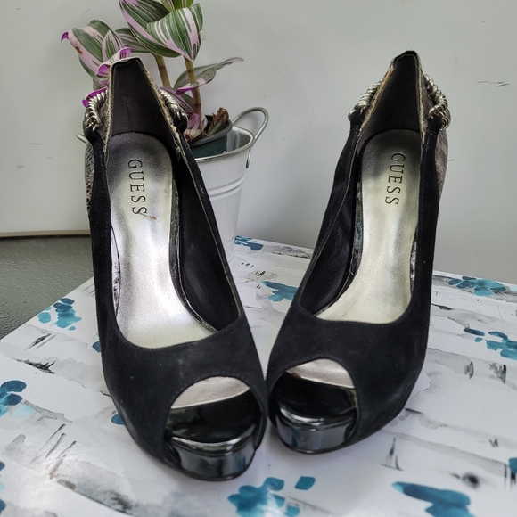 Guess Suede & Snake Print Heels - Picture 3 of 7